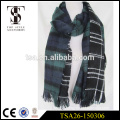 2016 fashion style check reversible fan acrylic scarf golden supplier in china